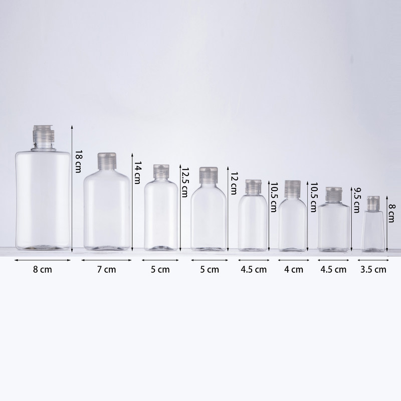 Transparent Square Plastic Lotion Bottles Bath Product PET Squeeze Bottle 20~250ml